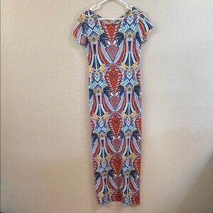 Xhilaration Red and Blue Maxi Dress